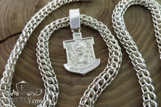 Серебряная цепочка Кардинал с подвеской-иконкой, купить из серебра
