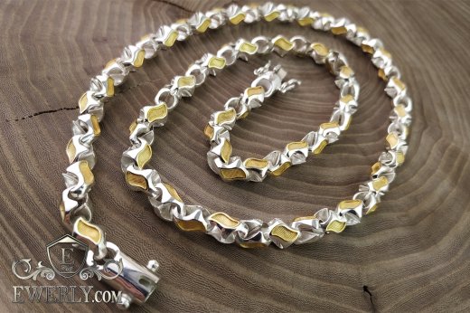 Author's men's chain of silver 100 grams with gilding