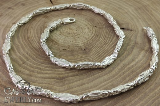 Men's silver chain 95 grams - buy weaving of silver 111505HF