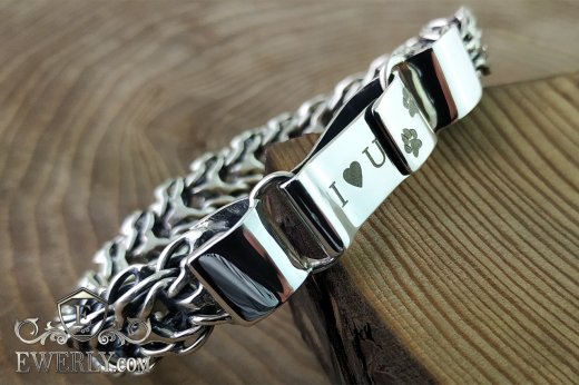 Men's silver bracelet 50 grams with engraved clasp